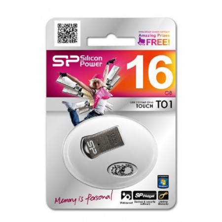 Флеш Диск Silicon Power 16Gb Touch T01 SP016GBUF2T01V1K USB2.0 черный/серебристый