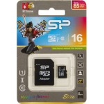 Флеш карта microSDHC 16GB Silicon Power SP016GBSTHBU1V10SP + adapter