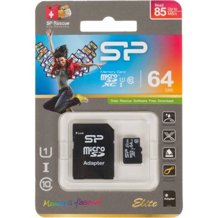 Флеш карта microSDXC 64GB Silicon Power SP064GBSTXBU1V10SP + adapter