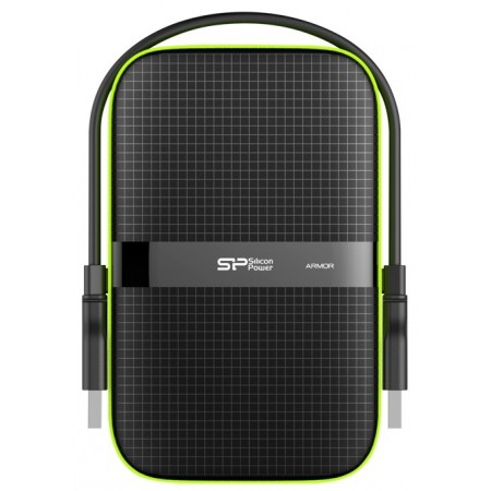 Жесткий диск Silicon Power USB 3.0 2Tb SP020TBPHDA60S3K A60 SP020TBPHDA60S3K Armor 2.5" черный/зеленый