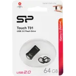 Флеш Диск Silicon Power 64Gb Touch T01 SP064GBUF2T01V1K USB2.0 черный/серебристый