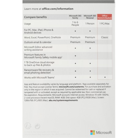 Офисное приложение Microsoft Office Home and Student 2021 Medialess P8 (79G-05388)