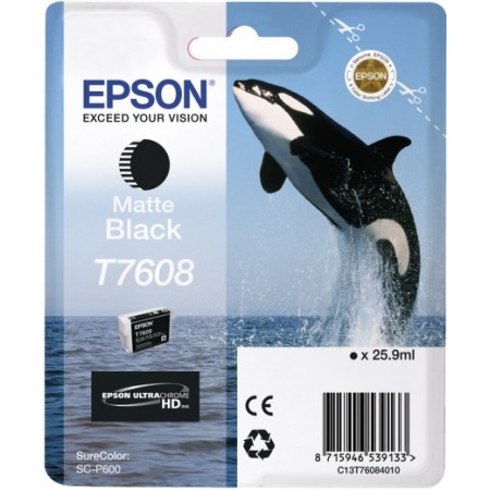 Картридж струйный Epson T7608 C13T76084010 черный матовый (1100стр.) (25.9мл) для Epson SureColor SC-P600