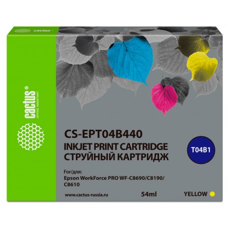 Картридж струйный Cactus CS-EPT04B440 T04B4 желтый (54мл) для Epson WorkForce Pro WF-C8190, WF-C8690