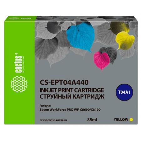 Картридж струйный Cactus CS-EPT04A440 T04A4 желтый (85мл) для Epson WorkForce Pro WF-C8190, WF-C8690