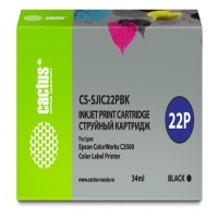 Картридж струйный Cactus CS-SJIC22PBK C33S020601 черный (34мл) для Epson ColorWorks C3500 Картридж струйный Cactus CS-SJIC22PBK C33S020601 черный (34мл) для Epson ColorWorks C3500
