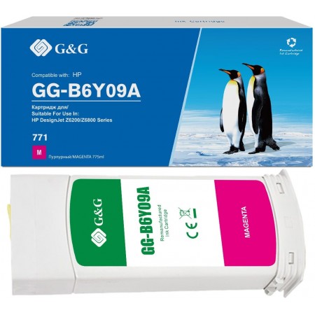 Картридж струйный G&G GG-B6Y09A 771C пурпурный (775мл) для HP DesignJet Z6200