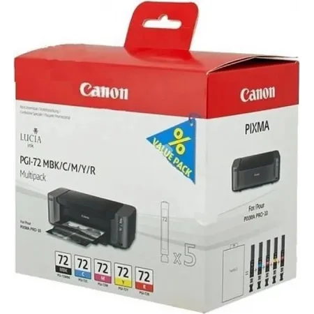 Картридж струйный Canon PGI-72 MBK/C/M/Y/R 6402B009 черный матовый/голубой/пурпурный/желтый/красный набор (1640стр.) (13мл) для Canon PRO-10