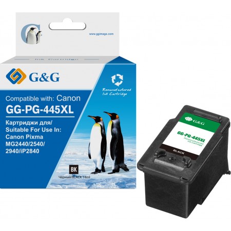 Картридж струйный G&G GG-PG-445XL черный (15мл) для Canon Pixma MG2440/2540/2940/iP2840