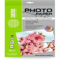 Фотобумага Cactus CS-MSA412050 A4/120г/м2/50л./белый матовое самоклей. для струйной печати