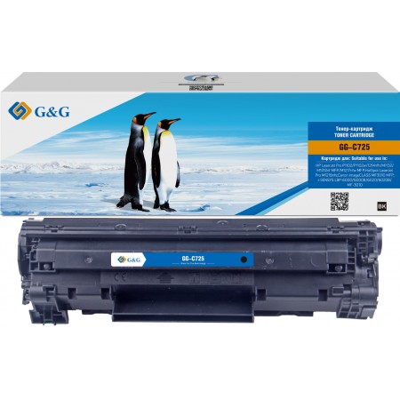 Картридж лазерный G&G GG-C725 черный (1600стр.) для Canon imageCLASS MF3010 MFP/LBP-6000/6000B/6020/6020B/MF-3010, LJ P1102/1102w Pro M1130/1212 HP