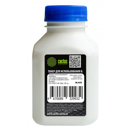 Тонер Cactus CS-TPA211-65 черный флакон 65гр. для принтера PC-211/TL-420/TL-5120 для P2200/P2500/P2207