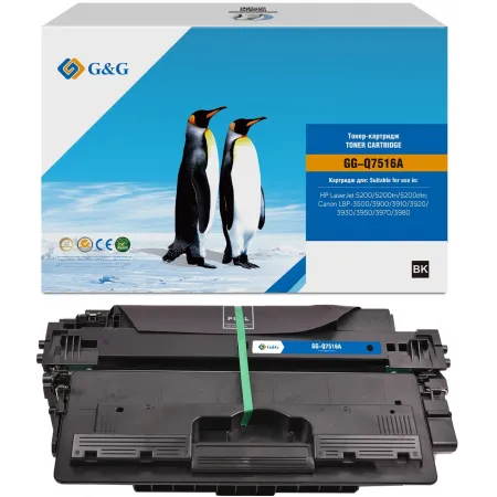 Картридж лазерный G&G GG-Q7516A Q7516A черный (12000стр.) для HP LJ 5200/5200tn/5200dtn