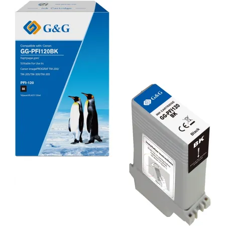 Картридж струйный G&G GG-PFI120BK черный (130мл) для Canon imagePROGRAF TM-200/205/300/305/250