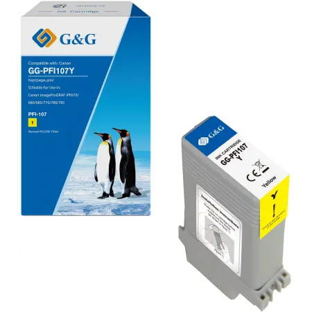 Картридж струйный G&G GG-PFI107Y желтый (130мл) для Canon imageProGRAF iPF670/680/685/770/780/785