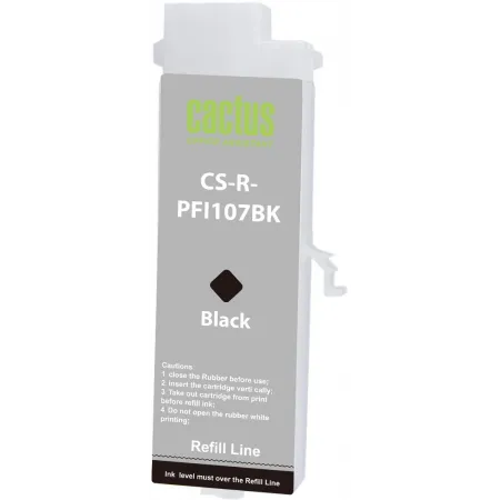 Картридж перезаправляемый струйный Cactus CS-R-PFI107BK черный (260мл) для Canon imageProGRAF iPF670/680/685/770/780/785 без чипа