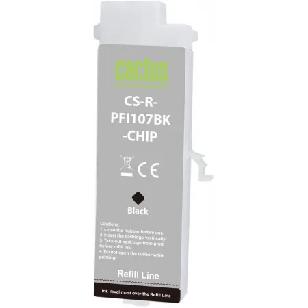 Картридж перезаправляемый струйный Cactus CS-R-PFI107BK-CHIP черный (260мл) для Canon imageProGRAF iPF670/680/685/770/780/785 с чипом