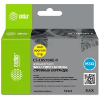 Картридж струйный Cactus CS-L0S70AE-R 953XL черный (54мл) для HP OJ Pro 7740/8210/8218/8710/8715 с чипом