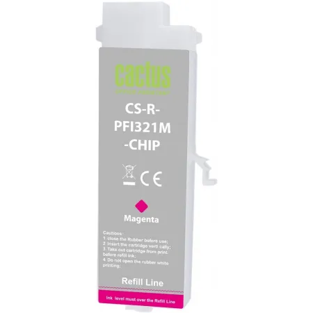 Картридж перезаправляемый струйный Cactus CS-R-PFI321M-CHIP PFI-321 пурпурный (260мл) для Canon imagePROGRAF TM-250/TM-255/TM-350/TM-355 с чипом