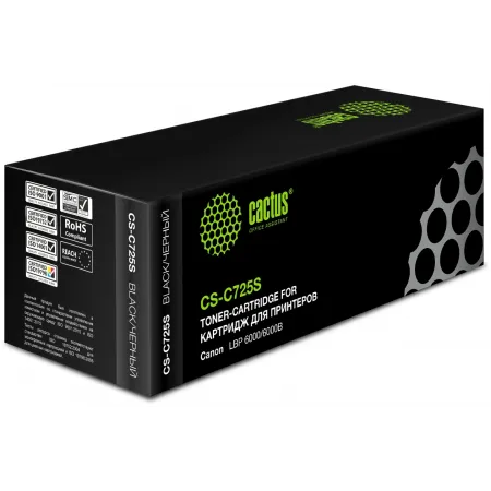 Картридж лазерный Cactus CS-C725S-6 C725S черный (1600стр.) для Canon i-Sensys 6000/6000b с чипом