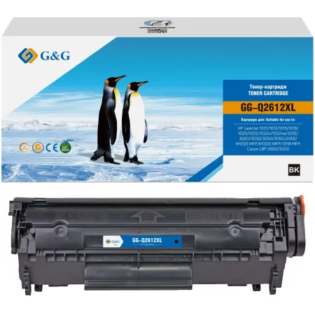 Картридж лазерный G&G GG-Q2612XL черный (6000стр.) для HP LJ 1010/1012/1015/1018/1020/1022/1022n/1022nw/3015/3020 без чипа