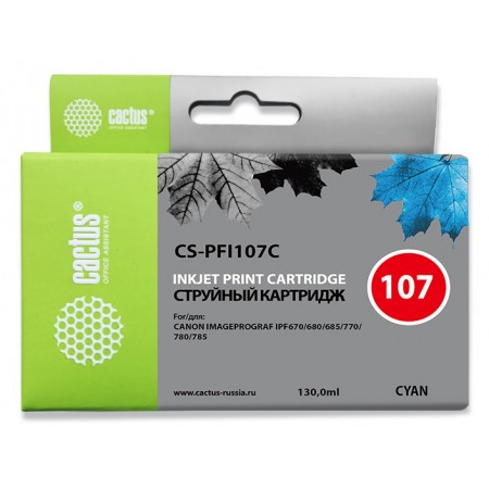 Картридж струйный Cactus CS-PFI107C PFI-107C синий (130мл) для Canon IP iPF670/iPF680/iPF685/iPF770/iPF780/iPF785/