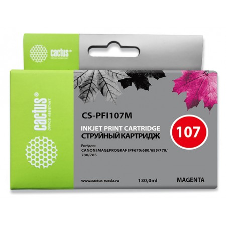 Картридж струйный Cactus CS-PFI107M PFI-107M пурпурный (130мл) для Canon IP iPF670/iPF680/iPF685/iPF770/iPF780/iPF785/