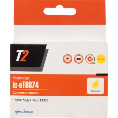 Картридж струйный T2 T08704410 IC-ET0874 T08744010 желтый для Epson St Ph R1900 Картридж струйный T2 T08704410 IC-ET0874 T08744010 желтый для Epson St Ph R1900