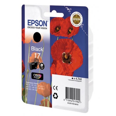 Картридж струйный Epson T1701 C13T17014A10 черный (130стр.) (4.7мл) для Epson XP33/203/303