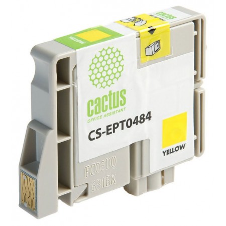 Картридж струйный Cactus CS-EPT0484 T0484 желтый (14.4мл) для Epson Stylus Photo R200/R220/R300/R320/R340/RX500/RX600/RX620/RX640