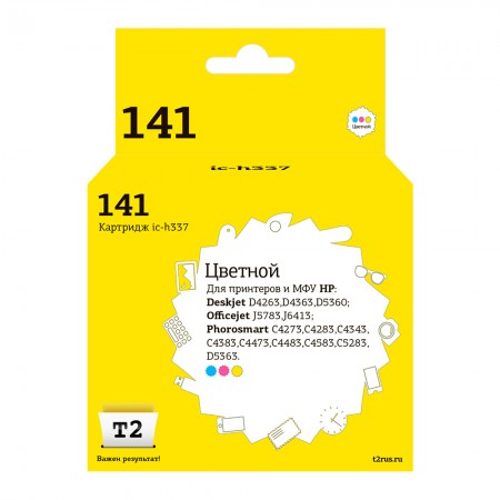 Картридж струйный T2 141 CB337HE IC-H337 CB337HE многоцветный для HP DJ D4263/D4363/D5360 Картридж струйный T2 141 CB337HE IC-H337 CB337HE многоцветный для HP DJ D4263/D4363/D5360