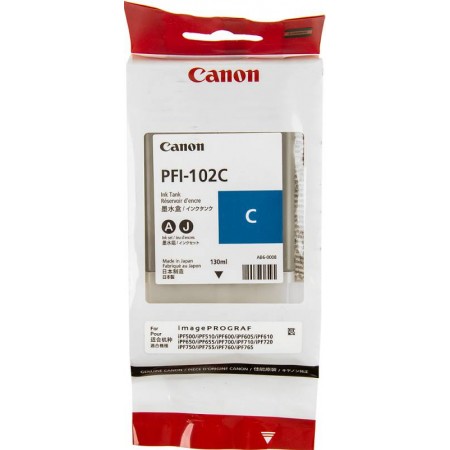 Картридж струйный Canon PFI-102C 0896B001 голубой (130мл) для Canon iPF510/605/610/650/655/750/760/765