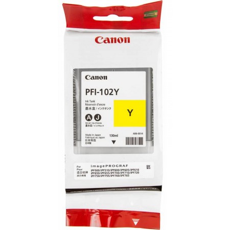 Картридж струйный Canon PFI-102Y 0898B001 желтый (130мл) для Canon iPF510/605/610/650/655/750/760/765