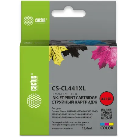 Картридж струйный Cactus CS-CL441 CL-441 многоцветный (18мл) для Canon PIXMA MG2140/ MG3140