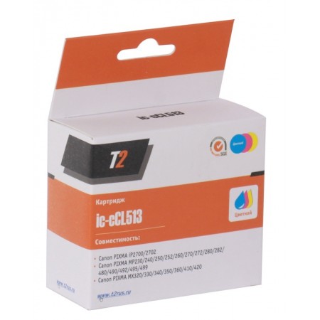 Картридж струйный T2 CL-513 IC-CCL513 CL-513 многоцветный для Canon iP2700/2702/MP230/240/250/252/260/270/27 Картридж струйный T2 CL-513 IC-CCL513 CL-513 многоцветный для Canon iP2700/2702/MP230/240/250/252/260/270/27