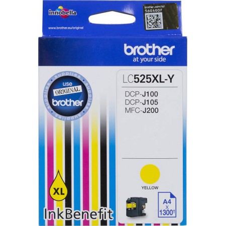 Картридж струйный Brother LC525XLY желтый (1300стр.) для Brother DCP-J100/J105/J200