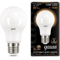 Лампа светодиодная Gauss A60 10Вт цок.:E27 груша 220B 3000K св.свеч.бел.теп. A60 (упак.:1шт) (102502110) Лампа светодиодная Gauss A60 10Вт цок.:E27 груша 220B 3000K св.свеч.бел.теп. A60 (упак.:1шт) (102502110)