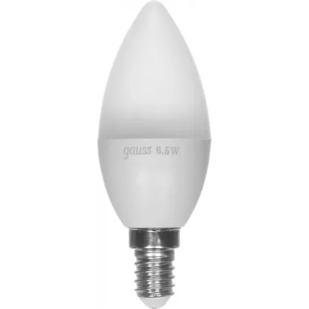 Лампа светодиодная Gauss 6.5Вт цок.:E14 свеча 220B св.свеч.бел.теп. 35-C (упак.:1шт) (103101107) Лампа светодиодная Gauss 6.5Вт цок.:E14 свеча 220B св.свеч.бел.теп. 35-C (упак.:1шт) (103101107)