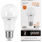 Лампа светодиодная Gauss Elementary A60 20Вт цок.:E27 груша 220B св.свеч.бел.теп. A60 (упак.:1шт) (23219)