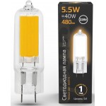 Лампа светодиодная Gauss G4 5.5Вт цок.:G4 капсул. 220B 3000K св.свеч.бел.теп. (упак.:1шт) (107807105)