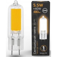 Лампа светодиодная Gauss G4 5.5Вт цок.:G4 капсул. 220B 3000K св.свеч.бел.теп. (упак.:1шт) (107807105)
