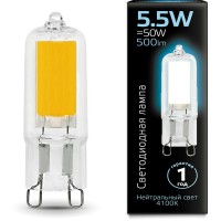 Лампа светодиодная Gauss G9 5.5Вт цок.:G9 капсул. 220B 4100K св.свеч.бел.нейт. (упак.:10шт) (107809205)