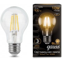 Лампа филам. Gauss Filament A60 10Вт цок.:E27 груша 220B 2700K св.свеч.бел.теп. (упак.:1шт) (102802110)