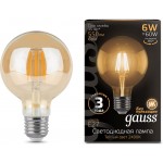 Лампа светодиодная Gauss Filament G95 6Вт цок.:E27 шар 220B 2400K св.свеч.бел.теп. (упак.:1шт) (105802006)