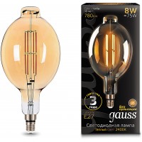 Лампа филам. Gauss Filament Vintage 8Вт цок.:E27 шар 220B 2400K св.свеч.бел.теп. (упак.:1шт) (151802008)