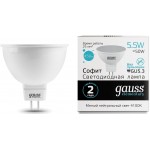 Лампа светодиодная Gauss 5.5Вт цок.:GU5.3 рефлек. 220B 4100K св.свеч.бел.нейт. MR16 (упак.:1шт) (13526)