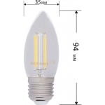 Лампа филам. Rexant 9.5Вт цок.:E27 свеча 220B 2400K св.свеч.бел.нейт. CN (упак.:10шт) (604-100)