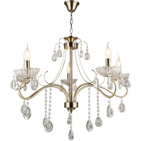 Люстра Hiper H220-5 потолоч. бронза ант./прозрач.