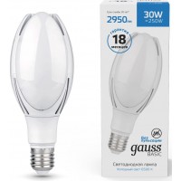 Лампа светодиодная Gauss Basic 11834332 30Вт цок.:E40 цилин. 220B 6500K св.свеч.бел.хол. (упак.:1шт)