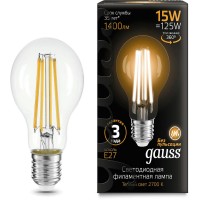 Лампа светодиодная Gauss Filament 102902115 15Вт цок.:E27 груша 220B 2700K св.свеч.бел.теп. (упак.:1шт) Лампа светодиодная Gauss Filament 102902115 15Вт цок.:E27 груша 220B 2700K св.свеч.бел.теп. (упак.:1шт)